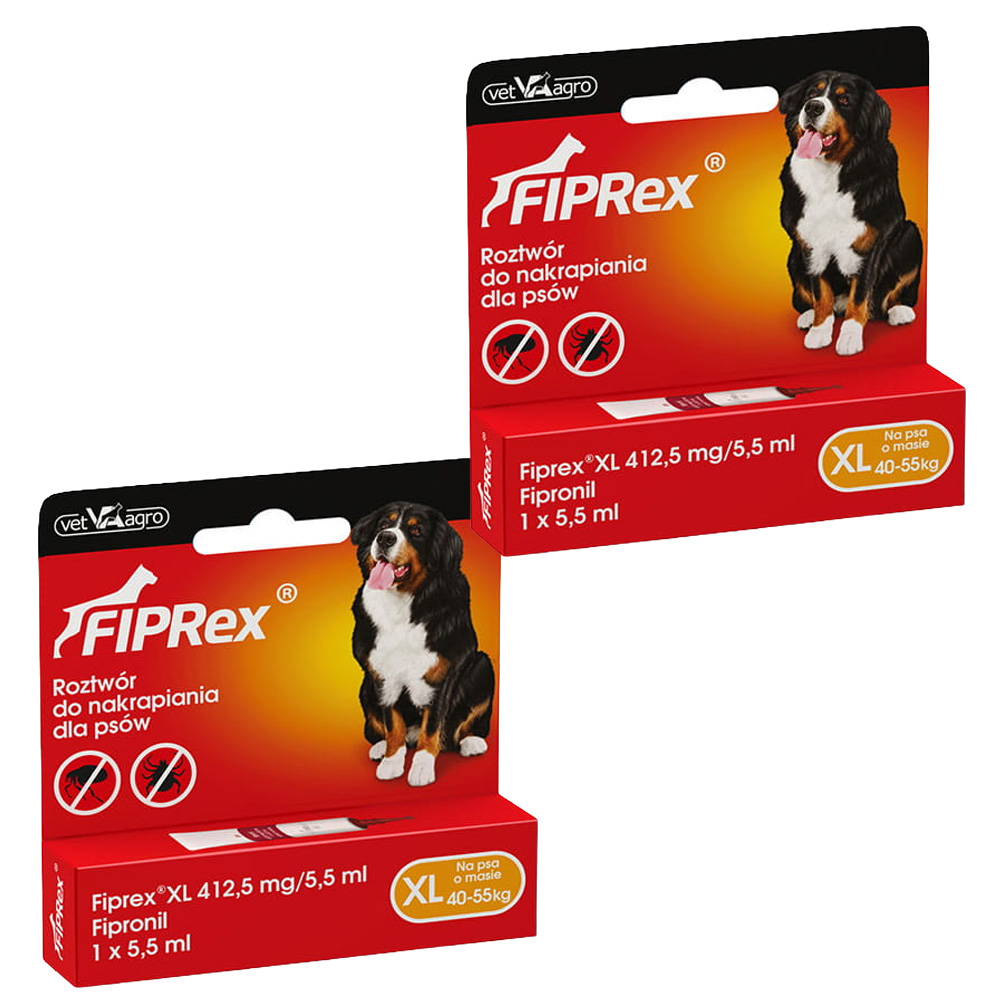 Fiprex XL KROPLE na Pchły Kleszcze dla Psa powyżej 40kg 2x 5,5ml